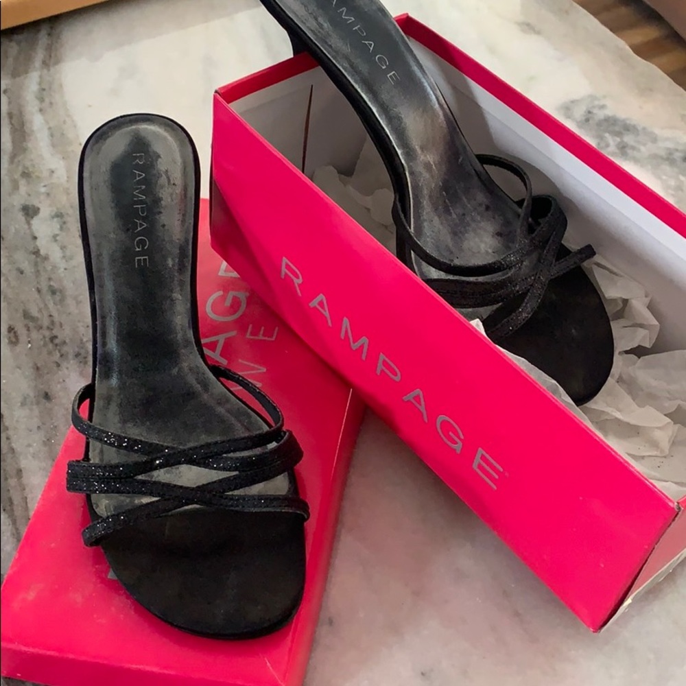Rampage Black Glitter Sandals